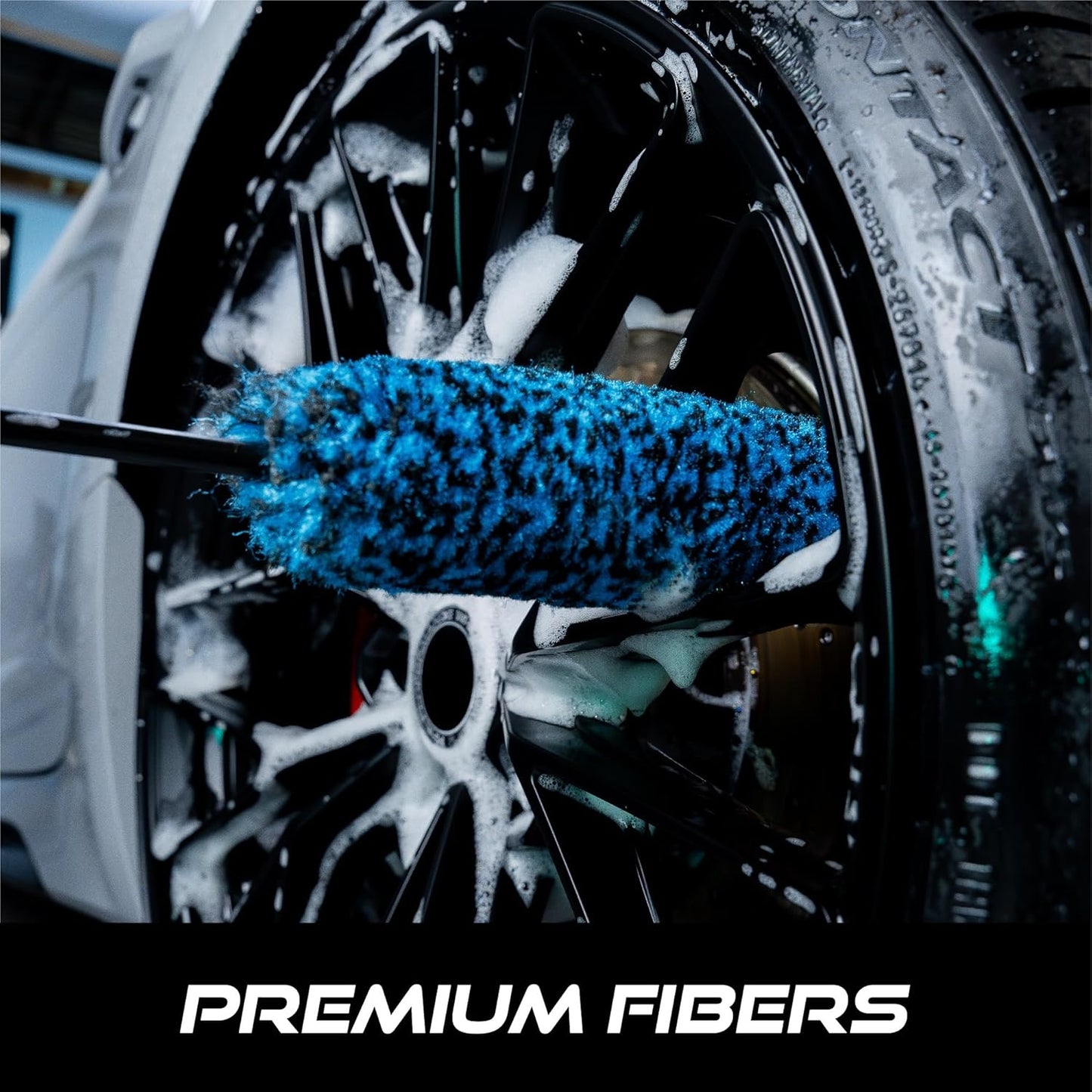 VIKING Wheel Barrel Brush, Cleaning Brush for Wheels and Car Detailing Kit, Regular Diameter, 16 Inch Length, Teal, 1 Pack