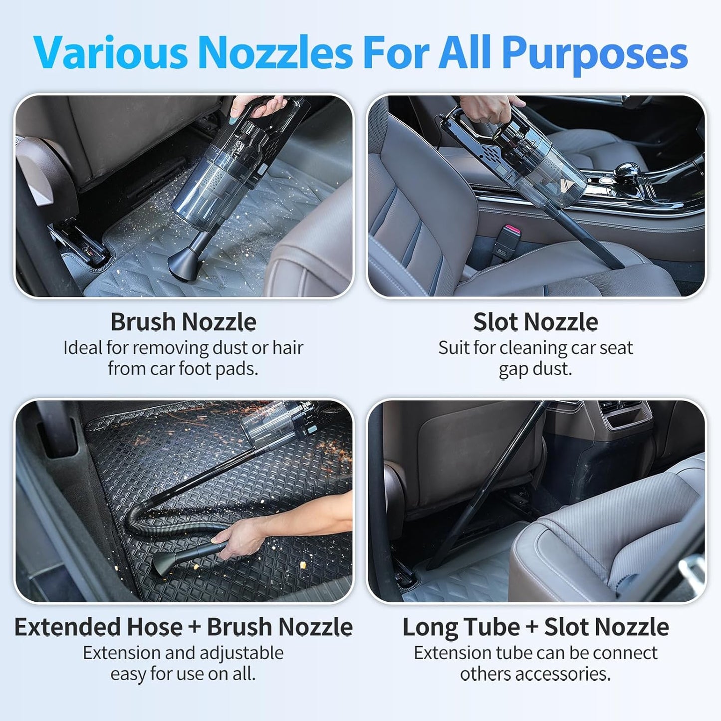 Car Cleaning Kit, Car Detailing Kit with Car Vacuum 8000PA High Suction, Car Interior Cleaning Supplies with Detailing Brushes, Windshield Cleaner Tool, Car Accessories for Men & Women