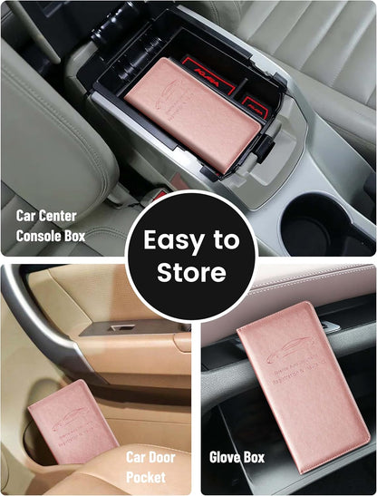 Yarnic Leopard Car Registration and Insurance Holder, Car Document Holder with Magnetic Closure, Car Organizer Vehicle Glove Box Compartment Organizer, Car wallet Case for Teens Men Women