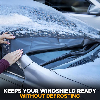EcoNour Windshield Cover for Ice and Snow - Universal Fit for Car, SUV, Truck, Heavy Duty 600D Oxford Fabric Frost Protector for Ice & Sleet, Includes Anti-Theft Straps, Medium (69"x42")