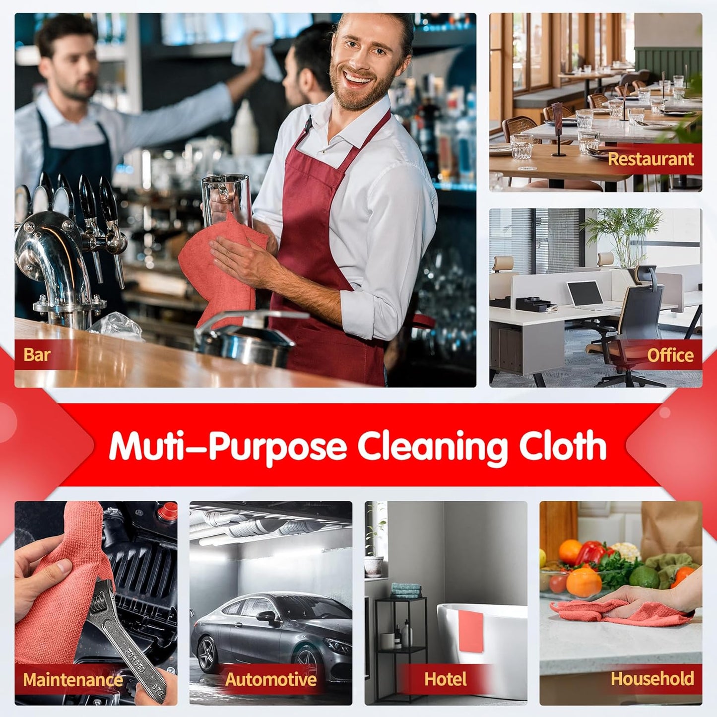 FIXSMITH Microfiber Cleaning Cloth - Pack of 50, Microfiber Towels for Cars 16 x 12 in, Highly Absorbent Cleaning Rags, Lint-Free, Streak-Free Cleaning Cloths for Car Kitchen Home Office