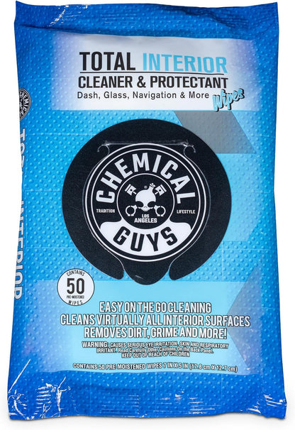 Chemical Guys Canister Wipes - Total Interior Cleaner & Protectant, Great For Cars, Trucks, SUVs, RVs, & More (60 Ct)