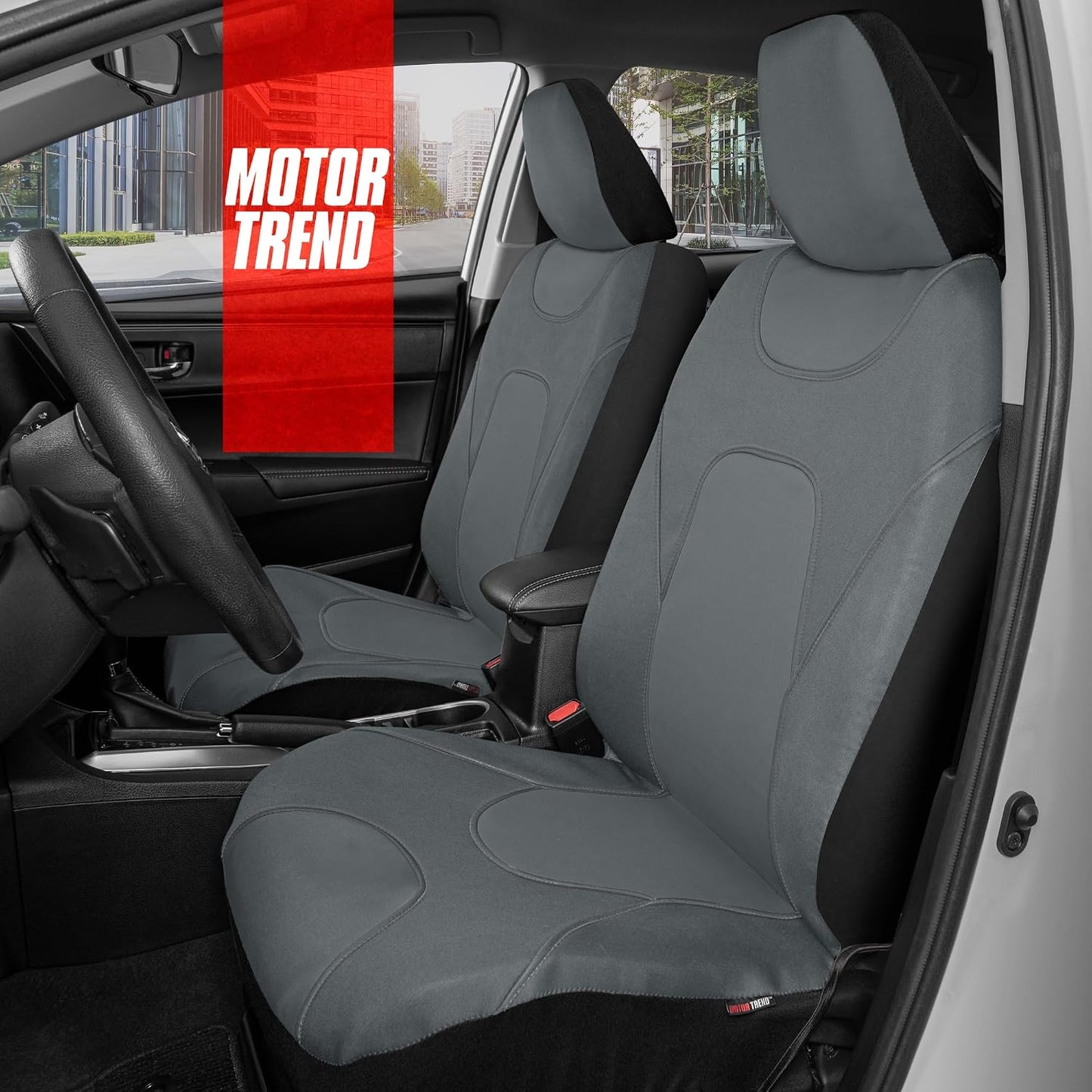 Motor Trend AquaShield Waterproof Front Seat Covers, Black Seat Covers for Cars – Neoprene Front Car Seats Cover, SUV Seat Covers Protector - Car Interior Cover for Auto, Trucks, & Dog Owners
