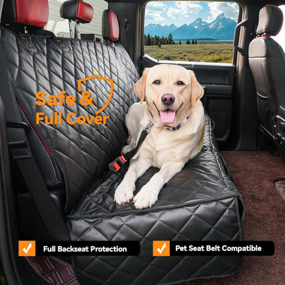 Dog Car Seat Cover for Back Seat, Waterproof Back Seat Covers for Dogs, PU Leather Nonslip Bench Dog Seat Cover Universal Fit Most Vehicles,SUVs,Small Trucks（Black,Standard）