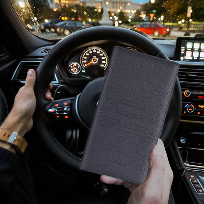 TOURSUIT Car Registration and Insurance Card Holder, Vehicle License Document Glove Box Compartment Organizer, Essential Car Wallet Case for Driver Auto Owners (Carbon Blue)