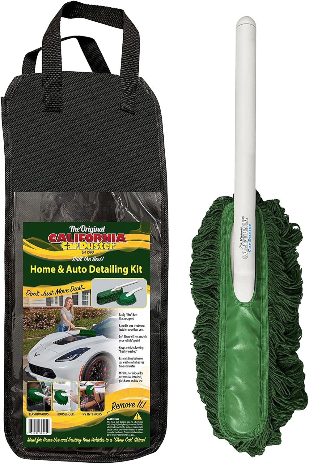 California Car Duster Plastic Handle with Green Mop 62457