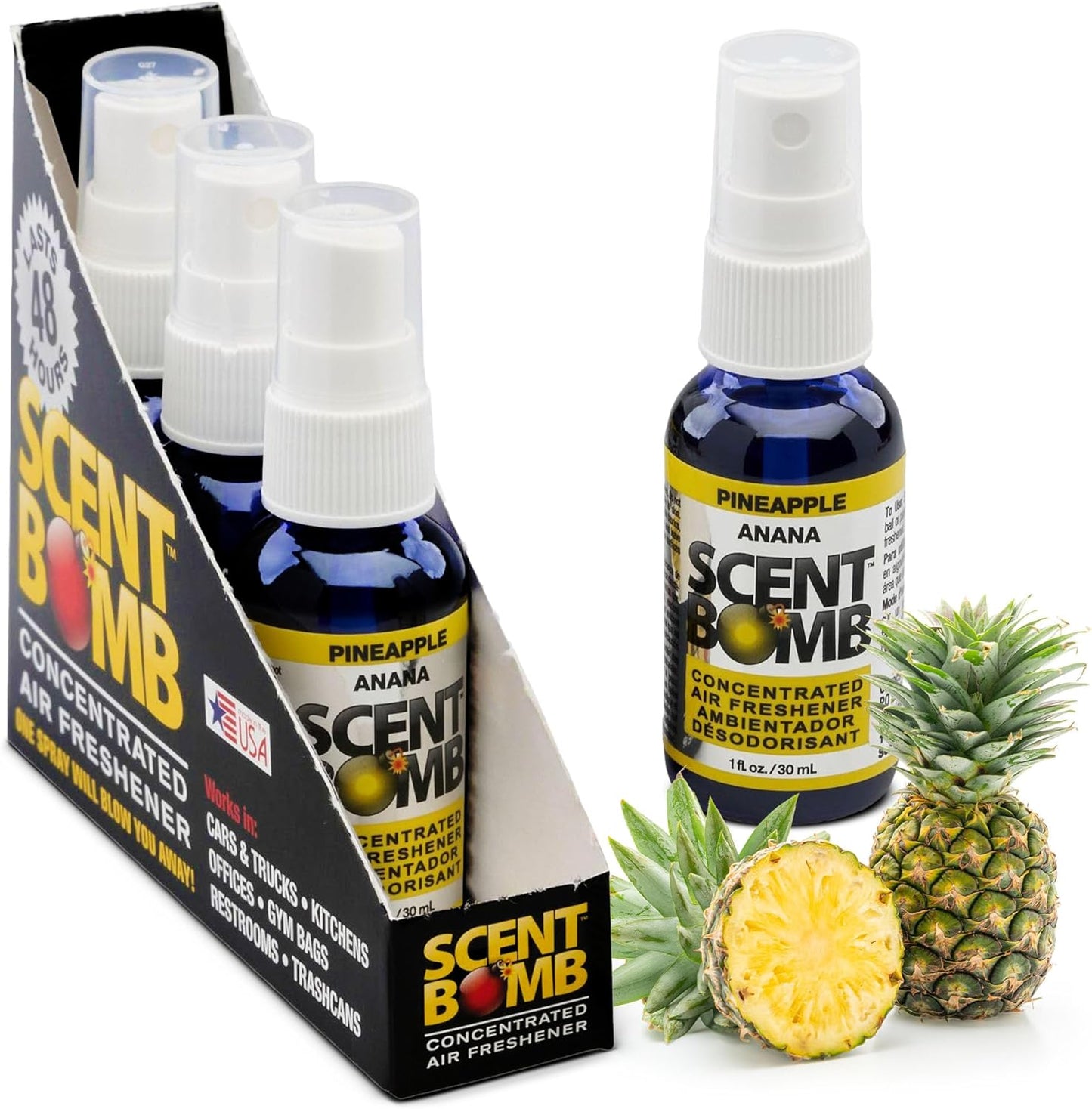 Scent Bomb Air Freshener Spray, Long-Lasting Odor Eliminator - Effective Deodorizer for Home & Car, Fresh Room Spray for Kitchen, Bathroom & Smell Neutralizer - 1 oz Pack of 4, Black Cherry Scent