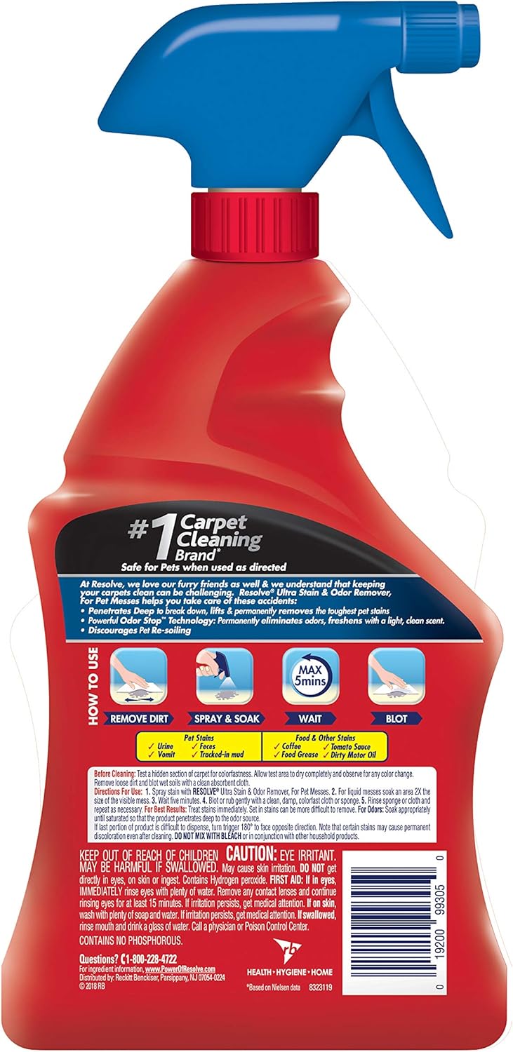 Resolve Ultra Pet Carpet Cleaner Spray – for Removal of Pet Stains & Odors, 32oz