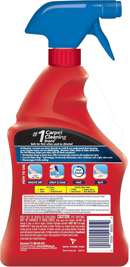 Resolve Ultra Pet Carpet Cleaner Spray – for Removal of Pet Stains & Odors, 32oz