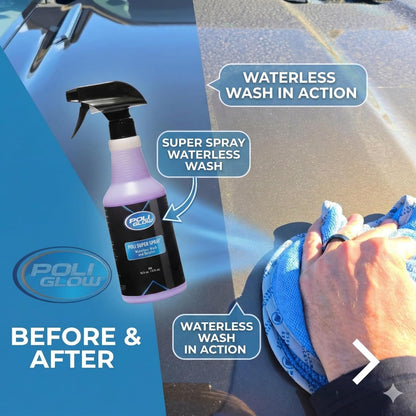 Poli Super Spray® Waterless Cleaner–No Rinse Car, Boat & RV Wash Streak-Free, High Gloss, Non-Abrasive Safe for Gelcoat, Fiberglass, Painted Surfaces, Glass, Plastic, Rubber & Vinyl–Quick & Easy