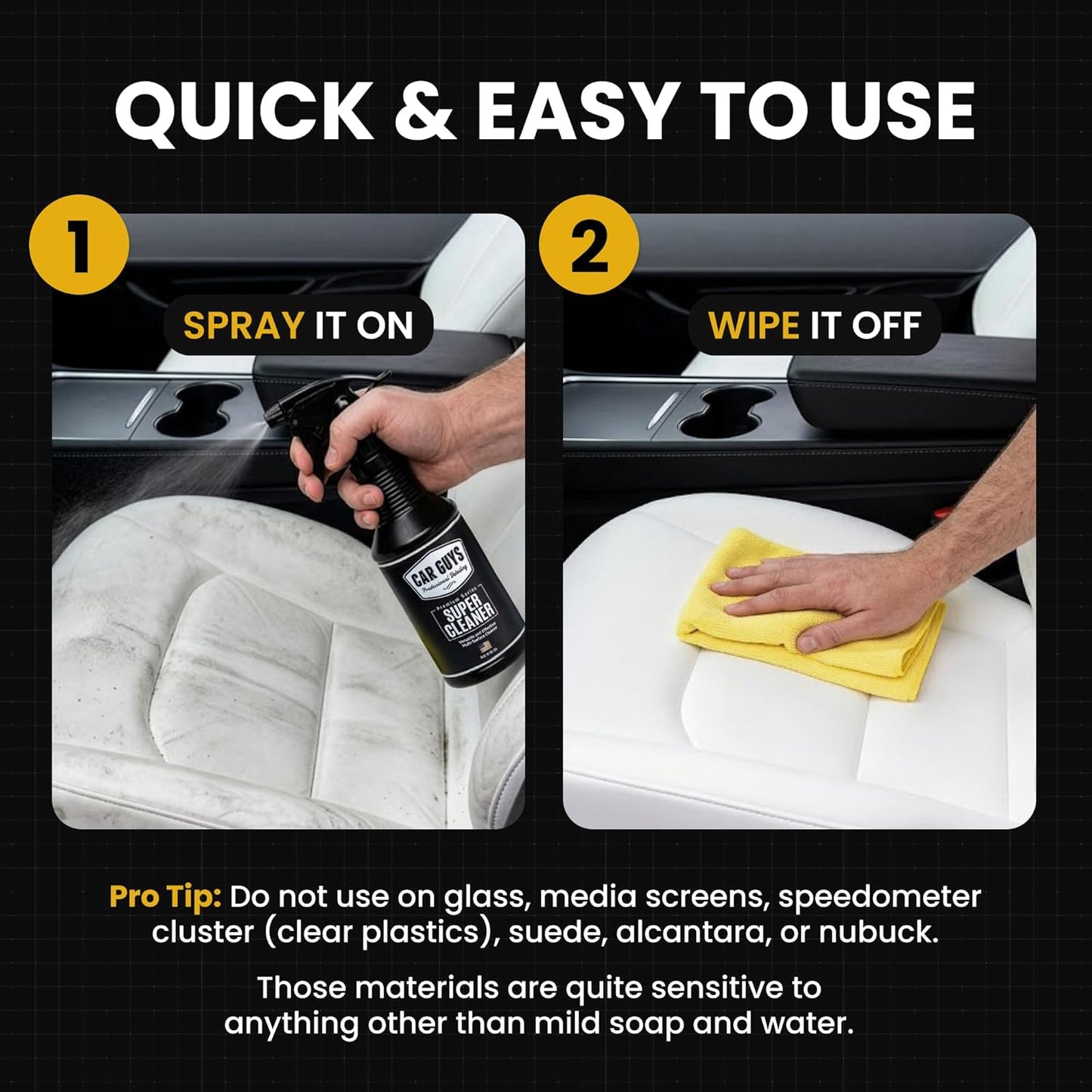 CAR Guys Super Cleaner | Interior Car Cleaner for Tough Stains | Stain Remover for Car Seats, Carpet, Upholstery, & Leather | 18 Oz Kit with Microfiber Towel