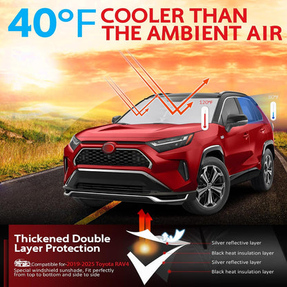 KAYZT Windshield Sun Shade for 2019-2025 2026 Chevy Silverado 1500 /GMC Sierra 1500 2500HD 3500HD Foldable Sunshade Front Window Custom Fit Car Accessories - Colors B