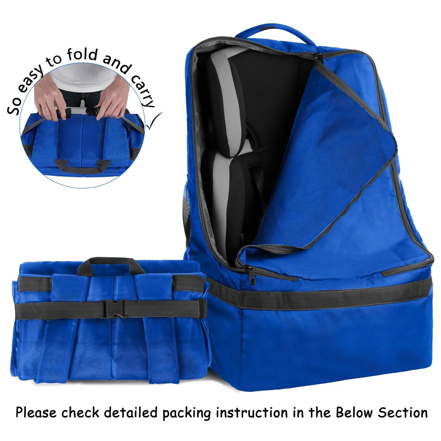 YOREPEK Padded Car Seat Travel Bag Backpack for Airplane, Heavy Duty Car Seat Bags for Air Travel, Carseat Cover for Airplane Travel with Shoulder Strap, Car Seats Carrier for Airport, Black