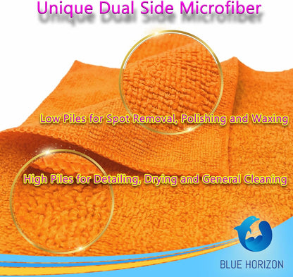 Orange Large Microfiber Cleaning Towels, 36-Pack Dual-Sided Ultra Soft Plush Washcloth, Professional Grade Premium Microfiber Detailing Cloths, Car, Household and Commercial (Orange, 16" x 16")
