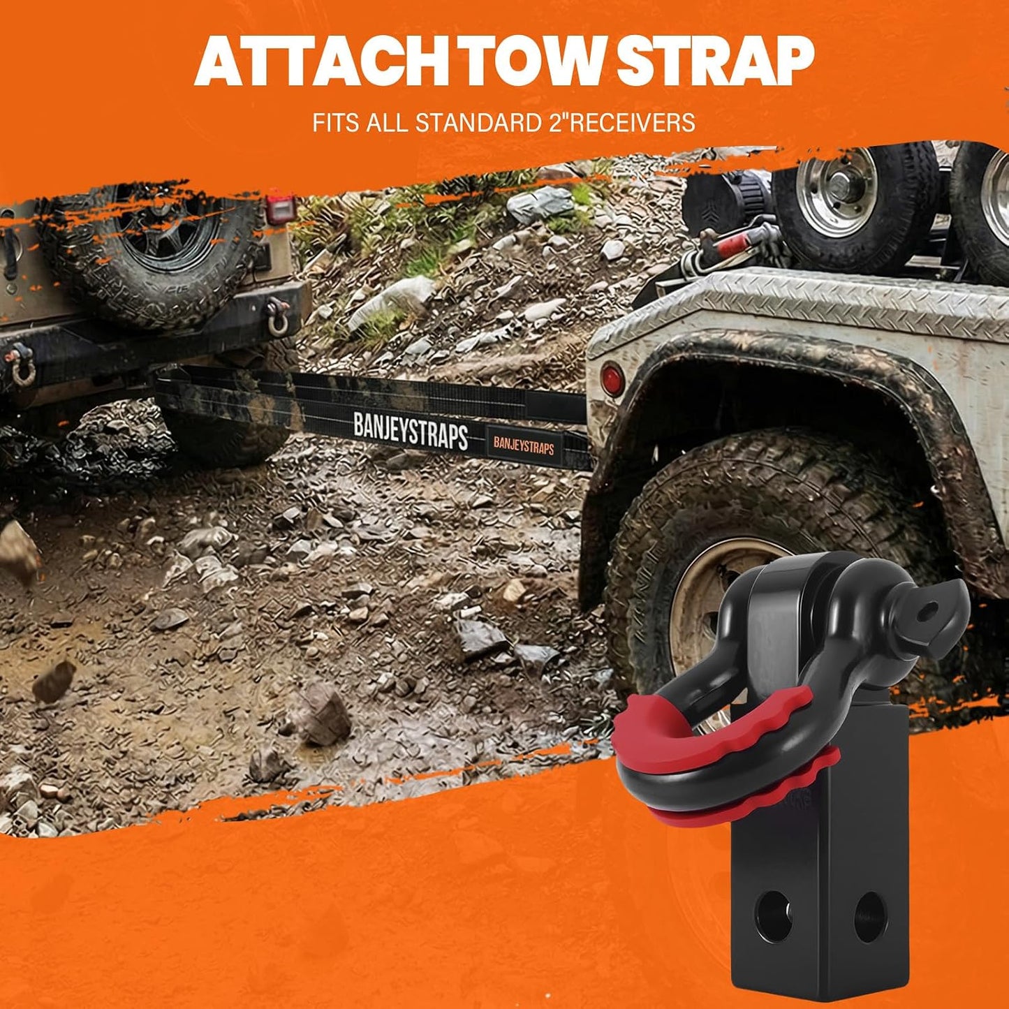 45,000 lb Recovery Tow Strap Kit with 3/4" Shackles（2pcs） - 4" x20' Heavy Duty Snatch Strap for Off-Road Truck & Jeep Recovery, Includes Storage Bag for SUV & 4x4 Vehicle Emergency
