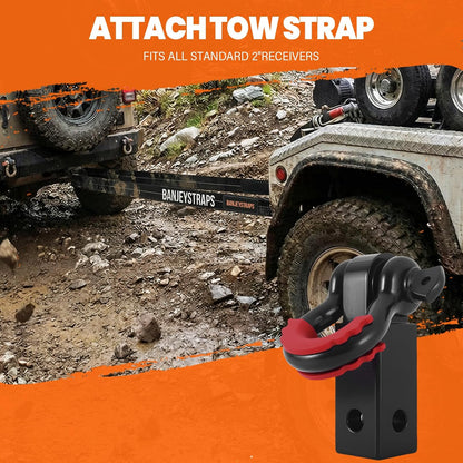 45,000 lb Recovery Tow Strap Kit with 3/4" Shackles（2pcs） - 4" x20' Heavy Duty Snatch Strap for Off-Road Truck & Jeep Recovery, Includes Storage Bag for SUV & 4x4 Vehicle Emergency