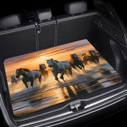Universal Car Trunk Mat 29" x 39",Purple Colorful Flowers All Weather Trunk Protection Cargo Liner, Durable Cargo Mat Rear Trunk Liner,Stylish Vehicle Interior Accessories Suitable for Most Car Models