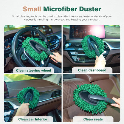 FLORICH Large Microfiber Car Duster Kit, Extendable Car Duster Exterior Scratch Free, Car Cleaning Brush Car Interior Detailing Kit, Car Cleaning Supplies for Cars RV Truck Boat