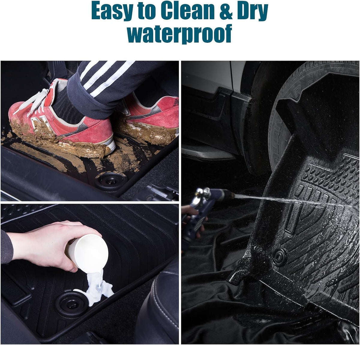 All Weather Floor Mats for 2016-2019 Chevy Cruze (No Fit 2016 Cruze Limited), Chevy Cruze Floor Mats, 1st and 2nd Maximum Coverage, 3D Waterproof TPE Rubber Protector Car Mats Full Set Liners