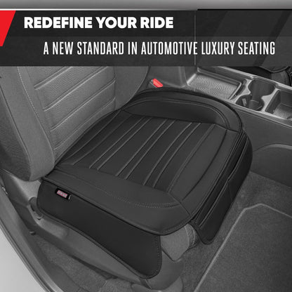 Motor Trend Seat Covers for Cars Trucks SUV, Faux Leather 2-Pack Black Padded with Storage Pockets, Premium Interior Car Seat Cover