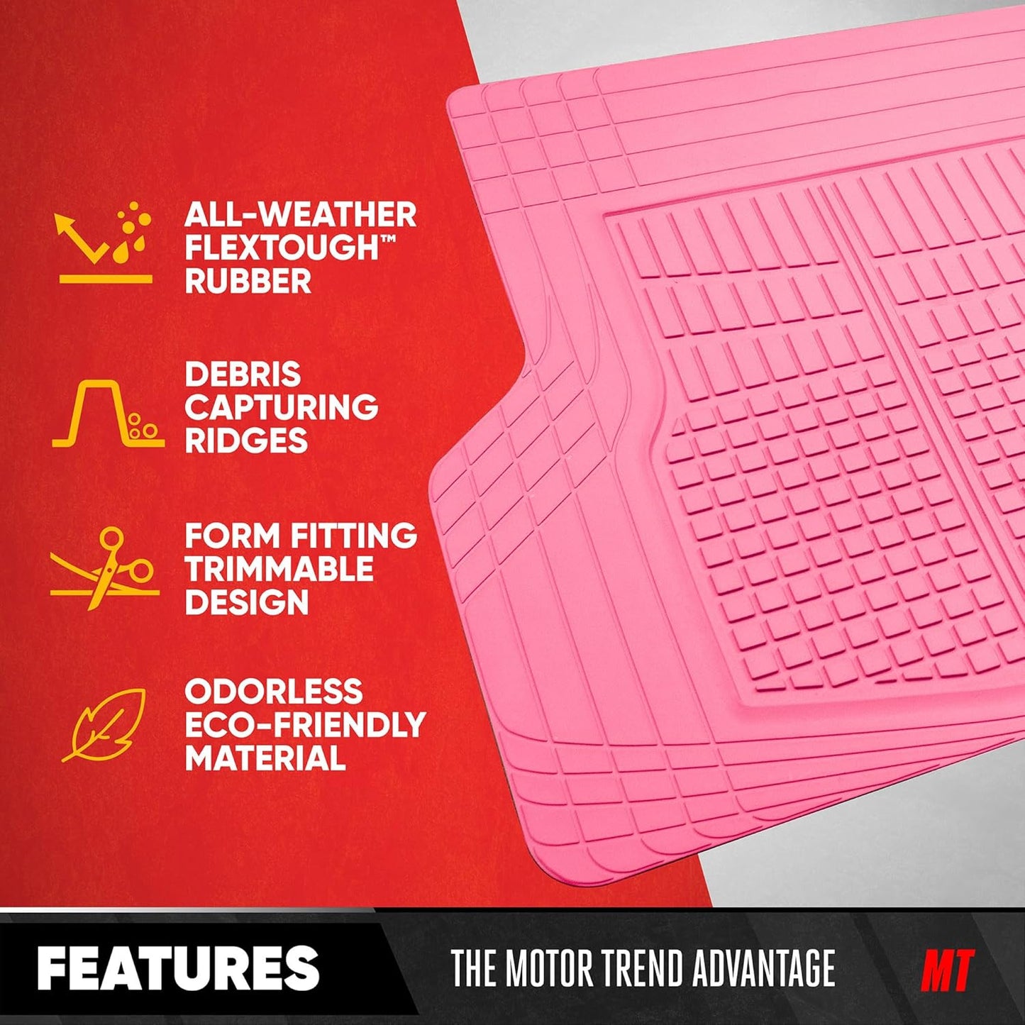 Motor Trend Premium FlexTough All-Protection Cargo Mat Liner – w/Traction Grips & Fresh Design, Heavy Duty Trimmable Trunk Liner for Car Truck SUV, Black (OF-985-BK)