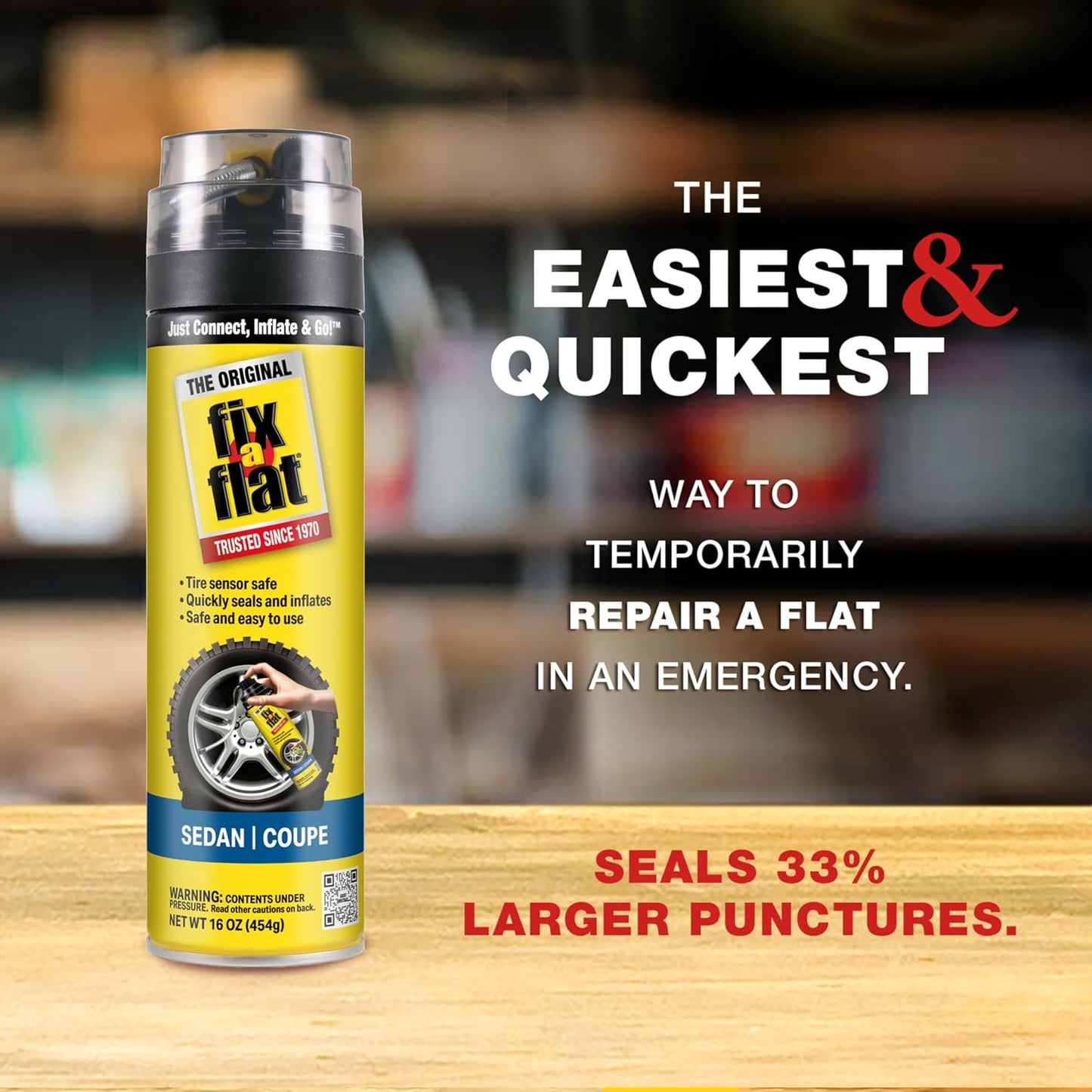 Fix-A-Flat S60420 Aerosol Emergency Flat Tire Repair and Inflator, for Standard Tires, Eco-Friendly Formula, Universal Fit for All Cars, 16 oz. (Pack of 1)