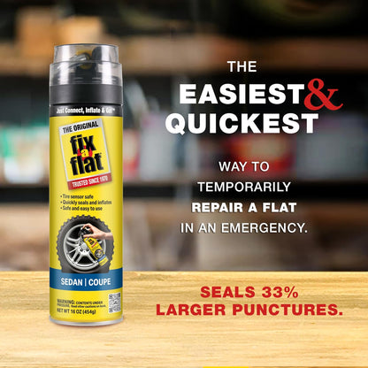 Fix-A-Flat S60420 Aerosol Emergency Flat Tire Repair and Inflator, for Standard Tires, Eco-Friendly Formula, Universal Fit for All Cars, 16 oz. (Pack of 1)