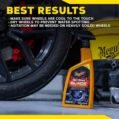 Meguiar's Hot Rims Aluminum Wheel Cleaner, Deep Foaming Rim Cleaner Spray Formulated to Effectively Clean Uncoated Polished Aluminum, Anodized, and Powder-Coated Wheels, 24 Oz