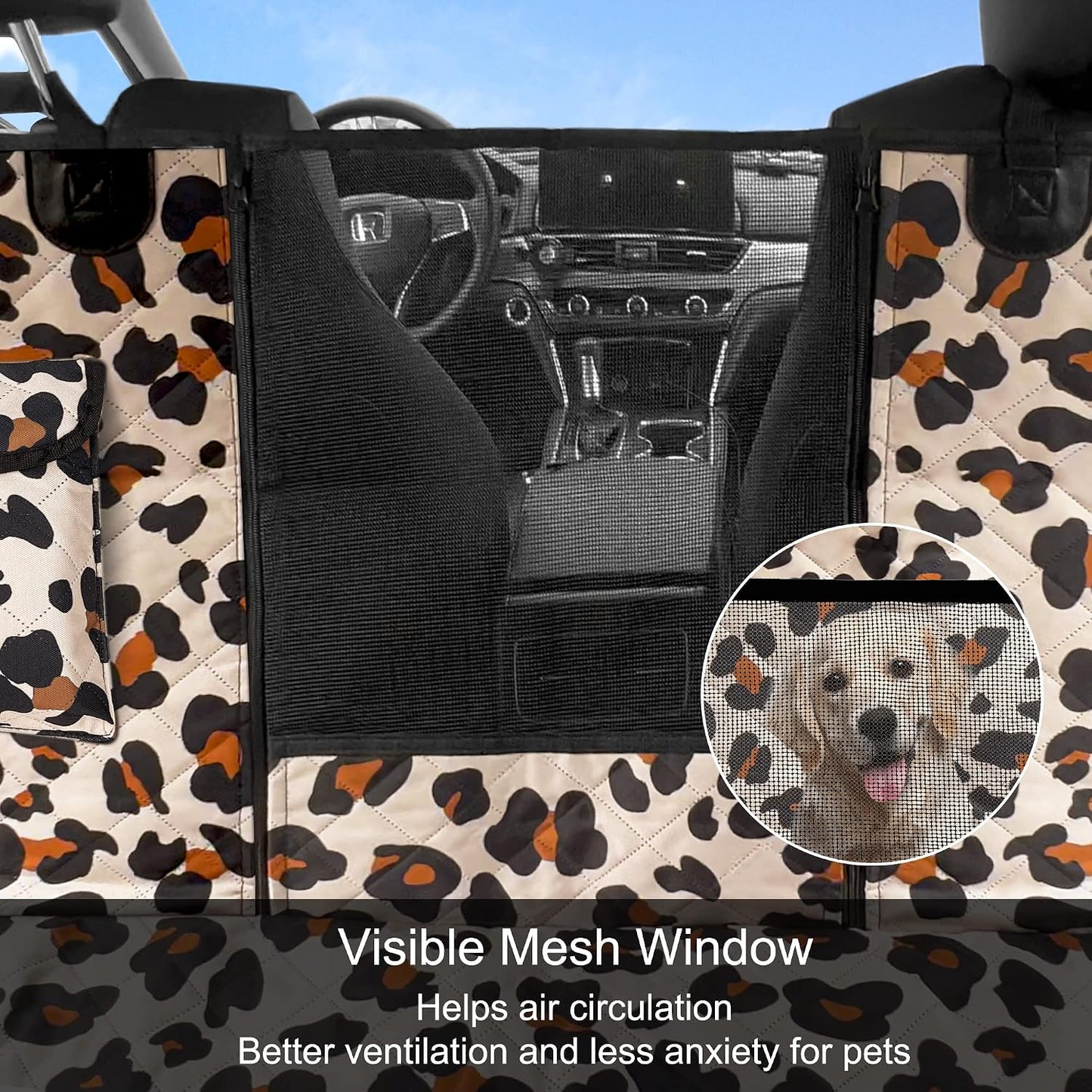 Femuar Dog Car Seat Cover with Storage Pockets Mesh Visual Window, Waterproof Nonslip , Heavy Duty Scratchproof Pet Dog Back Seat Cover Hammock for Cars Trucks and SUVs