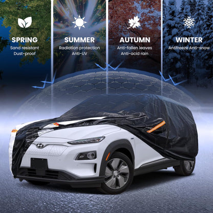 Large SUV Car Cover for Chevy Suburban 100% Waterproof All Weather, Heavy Duty Outdoor Full Exterior Covers Rain Sun Wind UV Protection. - Colors A