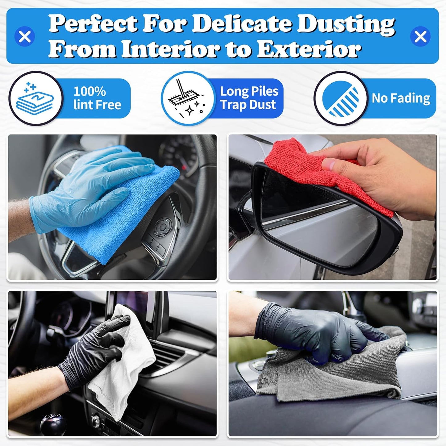 FIXSMITH Shop Towels, Pack of 200, Grey Microfiber Cleaning Cloth Bulk, Microfiber Towels for Cars, All-Purpose Absorbent Cleaning Rags, Dust Cloth for Automotive, Mechanic, Garage, 11.5 x 11.5 inch