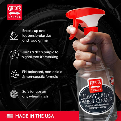 Griot's Garage Heavy-Duty Wheel Cleaner for All Wheel Finishes, Breaks Down and Removes Stubborn Brake Dust and Grime, PH Balanced, Non-Acidic, 11026, 35oz