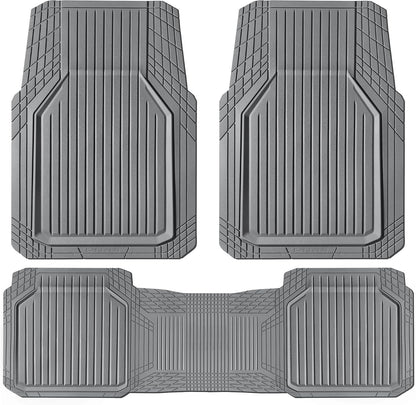 CAR PASS Heavy Duty Rubber Floor Mats for Car, Waterproof Liner Deep Dish Car Mats Full Sets, Universal Trim to Fit for SUV Truck Sedans Vans, All Weather Automotive Floor Mats 3pcs, Solid Black