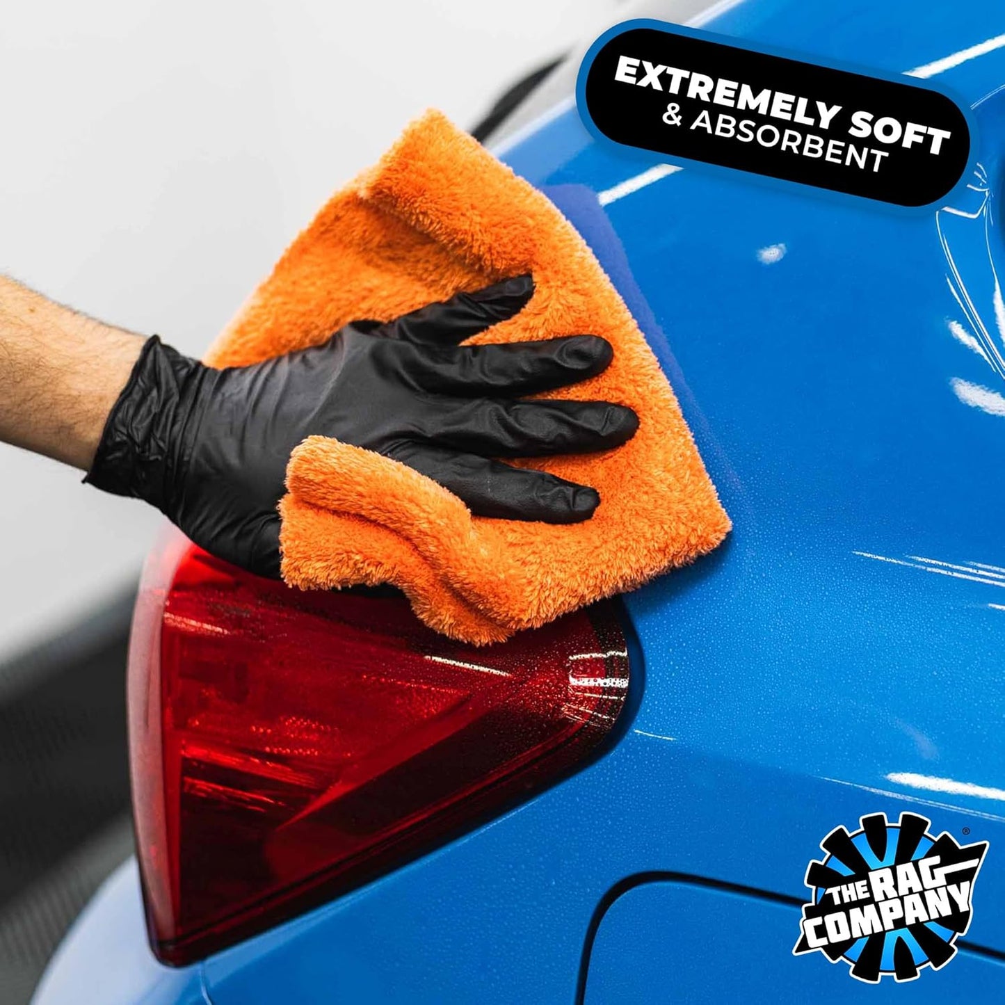 The Rag Company - Eagle Edgeless 500 (4-Pack) Professional Korean 70/30 Blend Super Plush Microfiber Detailing Towels, 500GSM, 16in x 16in, Blue