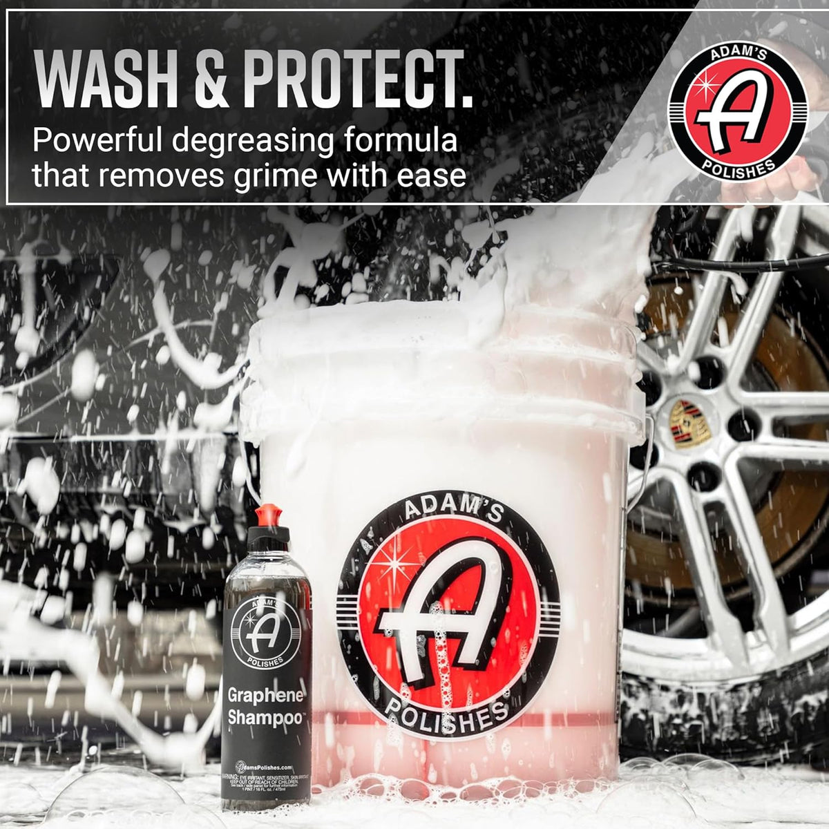 Adam's Polishes Graphene Shampoo - Ceramic Coating Infused Car Wash Soap - Powerful Cleaner & Protection - pH Neutral, High Suds For Foam Cannon, Foam Gun, Or Detailing Bucket (2 Pack)