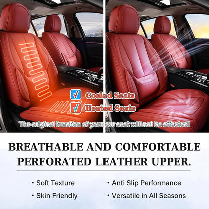 Coverado Seat Covers Full Set, Black Seat Covers for Cars 5 Seats, Car Seat Protector, Waterproof Nappa Leather Car Seat Cushion, Front and Rear Car Seat Cover Fit for Most Sedans SUV Pick-up Truck - Colors A