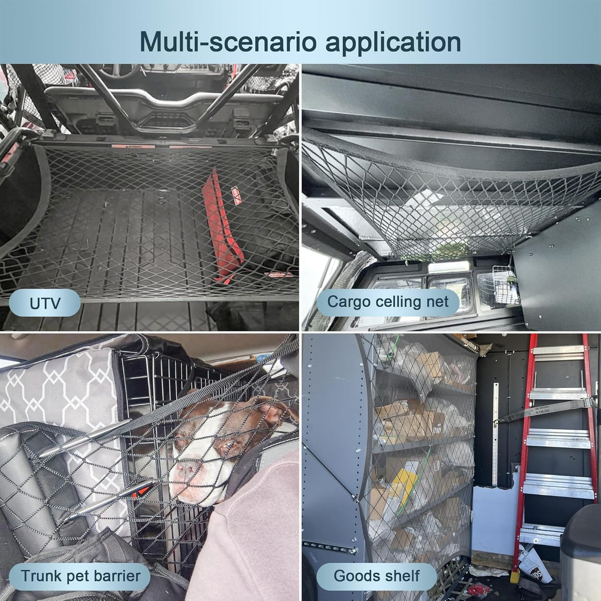 Upgraded Cargo Net for Car Trunk SUV Truck Sedan, 27.5"x19.6" High Elastic Mesh Storage Net with Thickened ABS Hooks, 3000D Polyester & 2240D Spandex, Gray