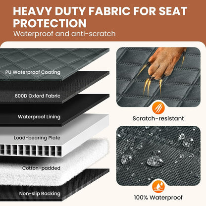 A-Pce 600D Heavy Duty Dog Car Seat Cover for Back Seat, 2026 Upgraded | Hard Bottom Back Seat Extender for Pets- Holds 600lbs, Waterproof Scratch Proof Nonslip Dog Hammock for Cars Trucks and SUVs
