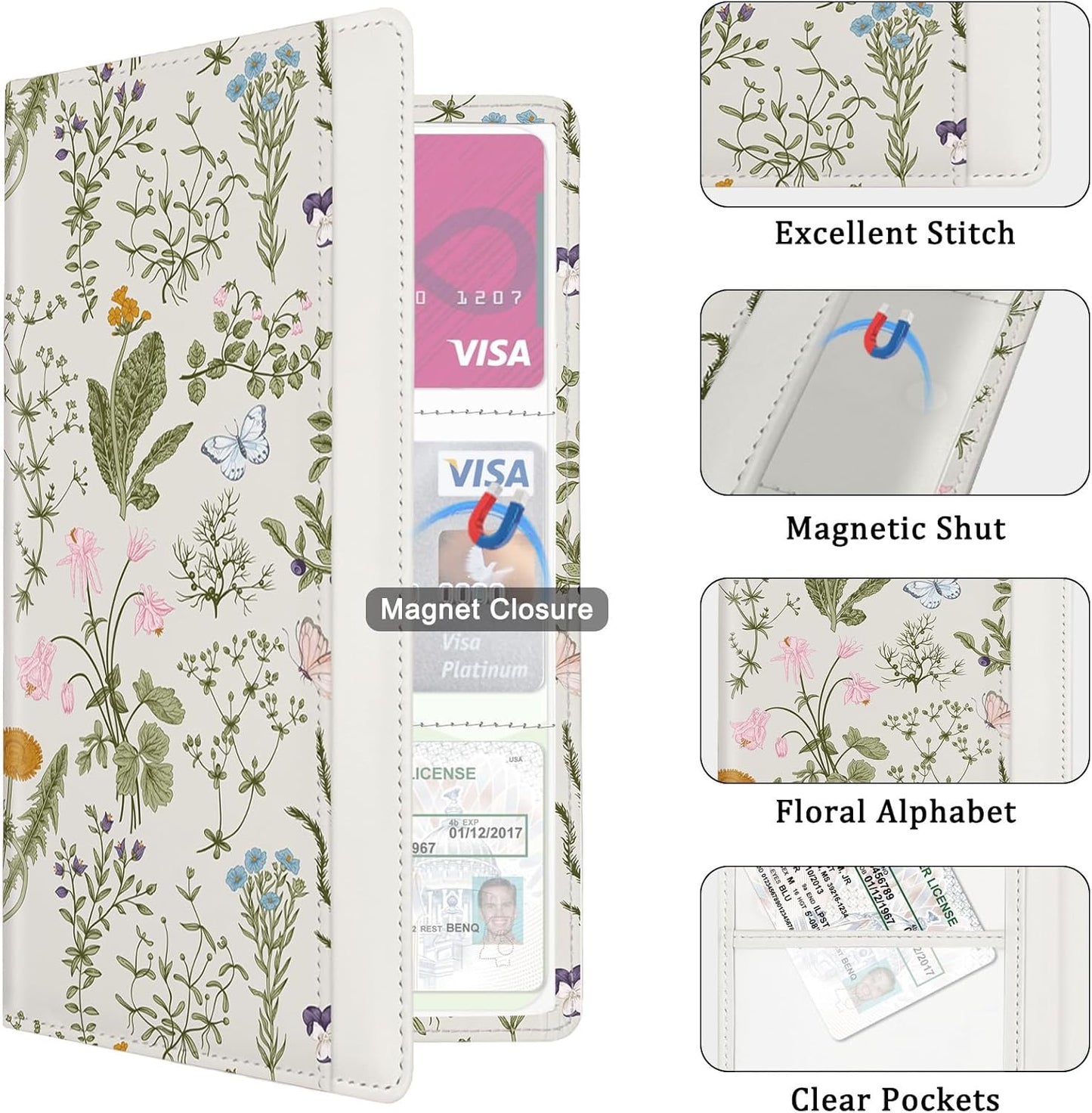 Car Registration and Insurance Holder, Auto Truck Document Holder with Magnetic Shut, Vehicle Glove Box Car Organizer, Interior Car Accessories for Women Men (Bow)