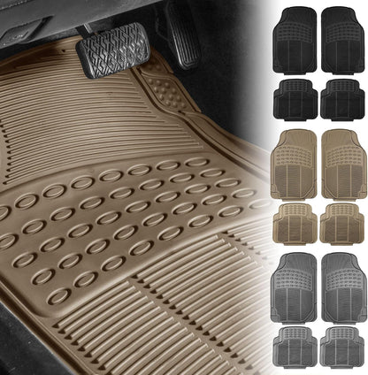 FH Group Automotive Floor Mats Solid ClimaProof for all weather protection Universal Fit Trimmable Heavy Duty fits most Cars, SUVs, and Trucks, 3pc Full Set Black