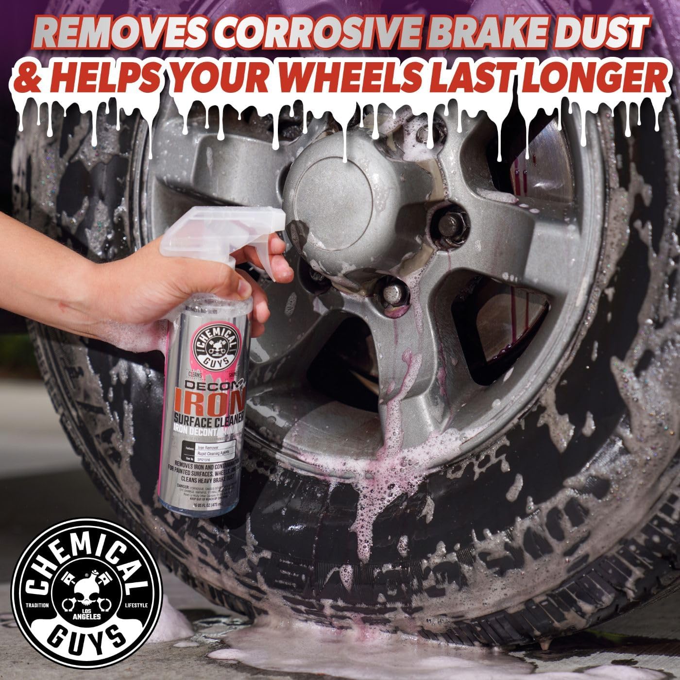 Chemical Guys Decon Pro Iron Remover and Wheel Cleaner – Professional Strength Fallout Remover, Brakes, Calipers, Exterior, Wheel and Tire Cleaner – Dissolves Brake Dust & Dirt, 16 oz
