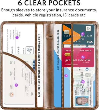 CoBak Car Registration and Insurance Holder - Vehicle Glove Box Car Organizer,Auto Truck Comparment Accessories Case with Magnetic Closure for Driver License,Cards - Colors B