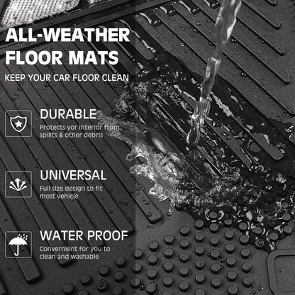 CAR PASS Heavy Duty Rubber Floor Mats 4-Piece,Pink Car Mats Full Sets Anti-Slip,Waterproof Universal Trim-to-Fit for Car SUV Truck, Durable All Weather Automotive Car Mats for Women,Girly(All Pink)