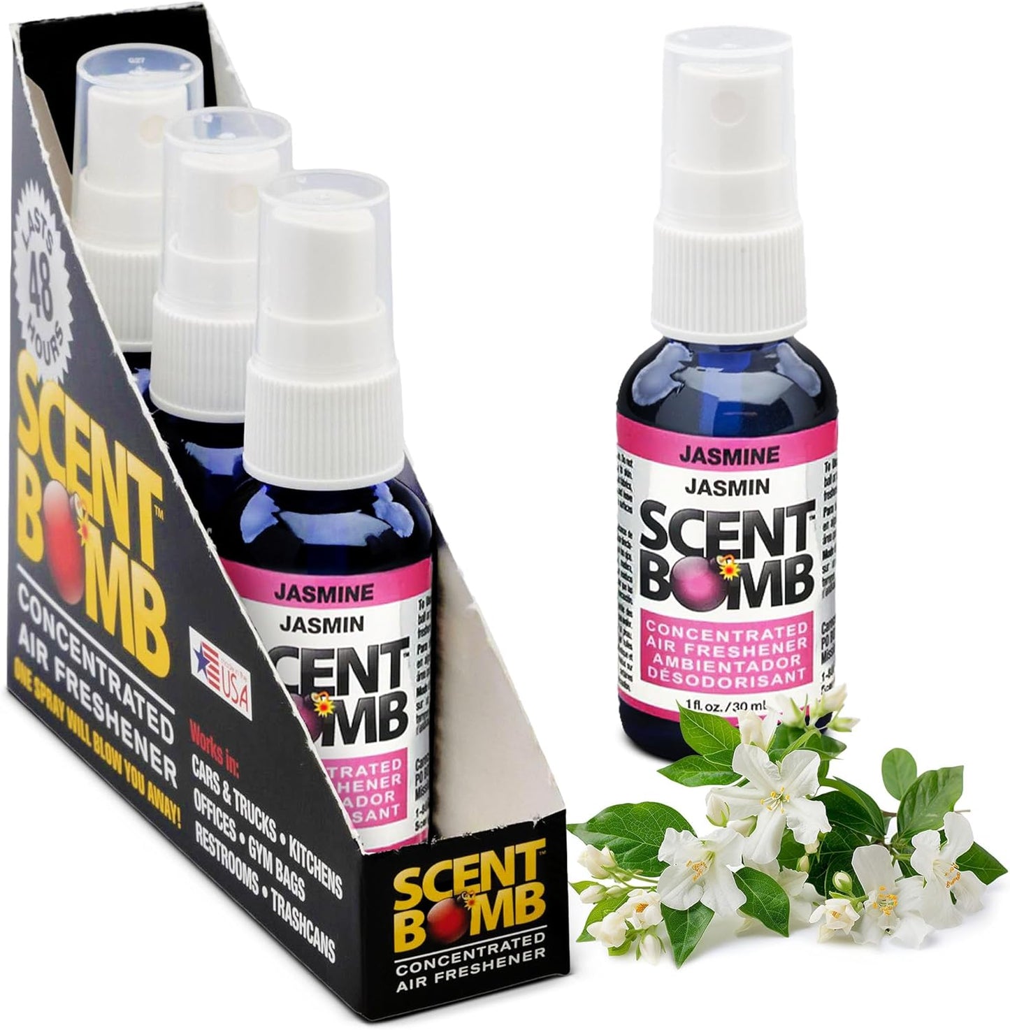 Scent Bomb Air Freshener Spray, Long-Lasting Odor Eliminator - Effective Deodorizer for Home & Car, Fresh Room Spray for Kitchen, Bathroom & Smell Neutralizer - 1 oz Pack of 4, Black Cherry Scent