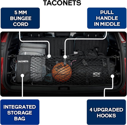 TacoNets Envelope Cargo Net for GMC Sierra & Chevy Silverado - Fits 2013-Current - Upgraded 5mm Bungee - Integrated Storage Bag - Heavy Duty Carabiners - Designed in USA