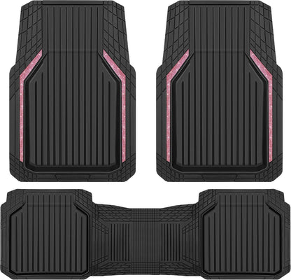 CAR PASS Heavy Duty Rubber Floor Mats for Car, Waterproof Liner Deep Dish Car Mats Full Sets, Universal Trim to Fit for SUV Truck Sedans Vans, All Weather Automotive Floor Mats 3pcs, Solid Black