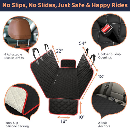 Petloox Dog Car Seat Cover for Back Seat, Waterproof Hammock for Car, SUV & Truck, Non-Slip Backseat Cover for Dogs, Heavy-Duty Dog Hammock Style Seat Protector Pets, Easy to Install & Clean