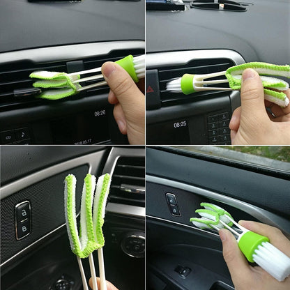 Nurkul 11Pcs Auto Detailing Set, Boar Hair Brushes, Steel Wire & A/C Brushes, Red, Soft Bristles, Wood Handles for Cleaning Interior, Exterior, Leather, 6 Sizes