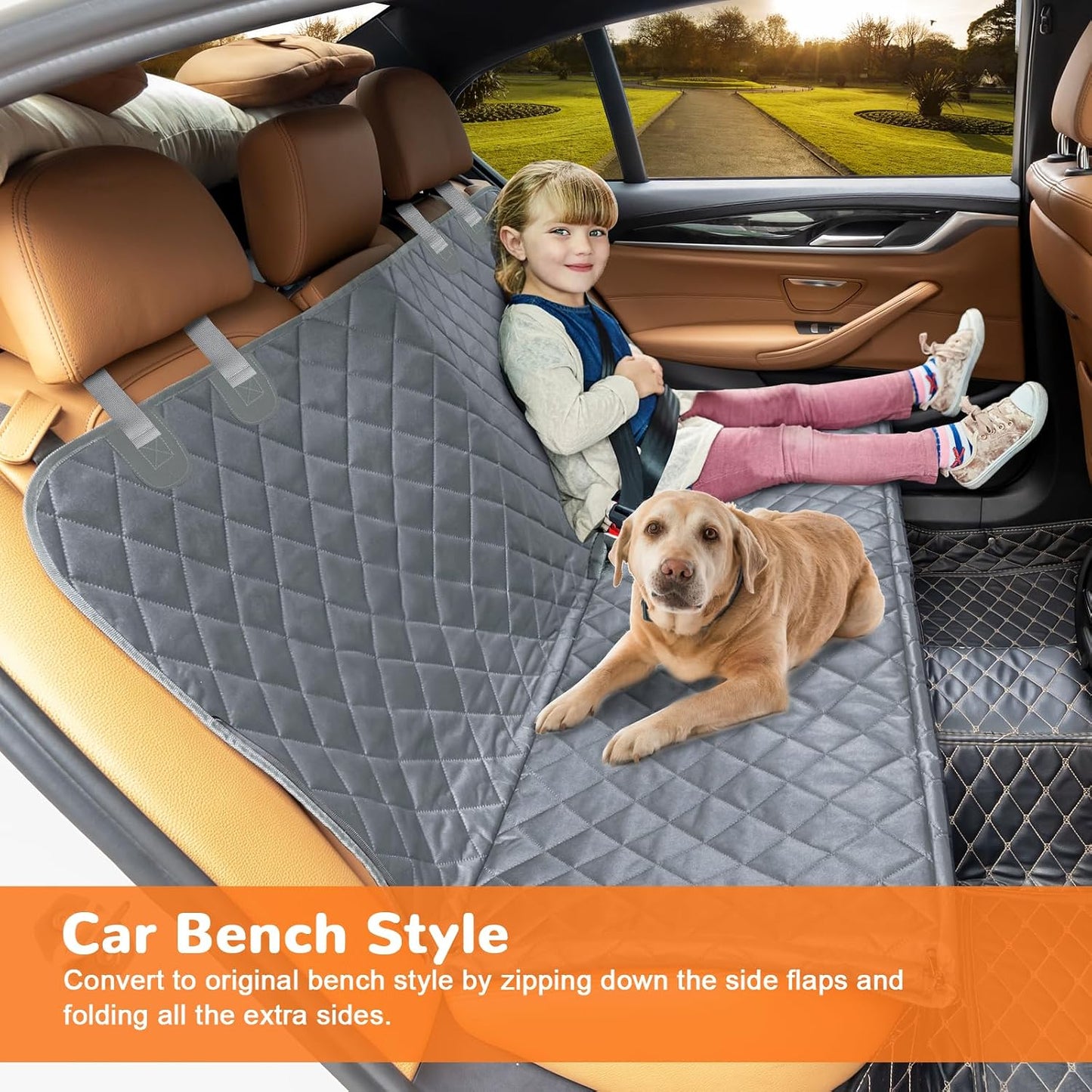 URPOWER Dog Car Seat Cover for Pets 100% Waterproof Seat Cover Hammock 600D Heavy Duty Scratch Proof Nonslip Durable Soft Back Seat Covers for Cars and SUVs