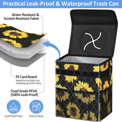 ELONGRIVER Car Trash Can Bin for Back Seat Leak Proof, Cute Car Trash Bag Hanging, Vehicle Trash Can for SUV Truck Van, Automotive Garbage Cans Front Seat Black
